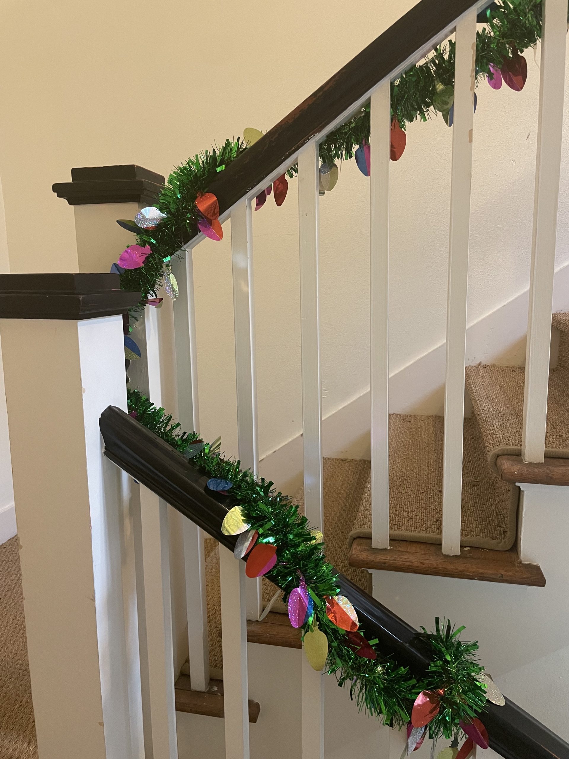 Garland from Michael's wrapped around staircase